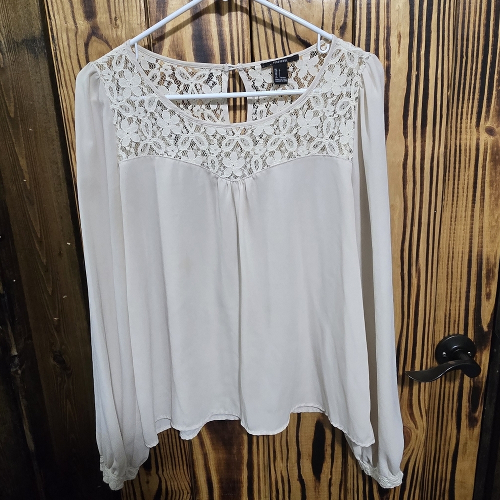 Forever 21 Cream Lace Blouse